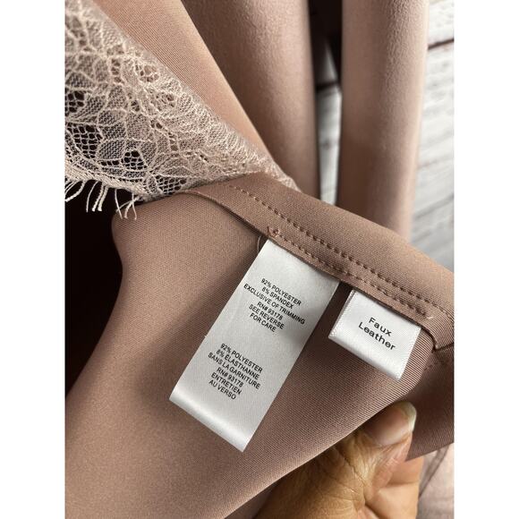 Tahari Jacket Womens Small Pink Faux Leather Lace Trim Open Front Coatigan - Picture 6 of 10